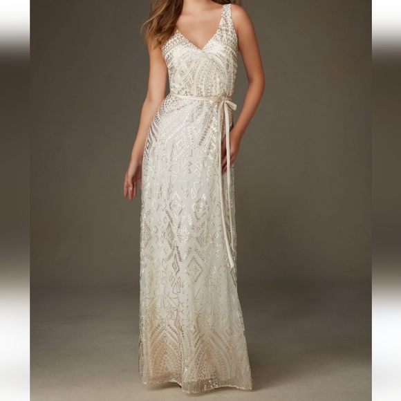 Marina Gold Maxi sz 10 Bride/Bridesmaid, party Sparkle, special occasion… - Picture 1 of 8